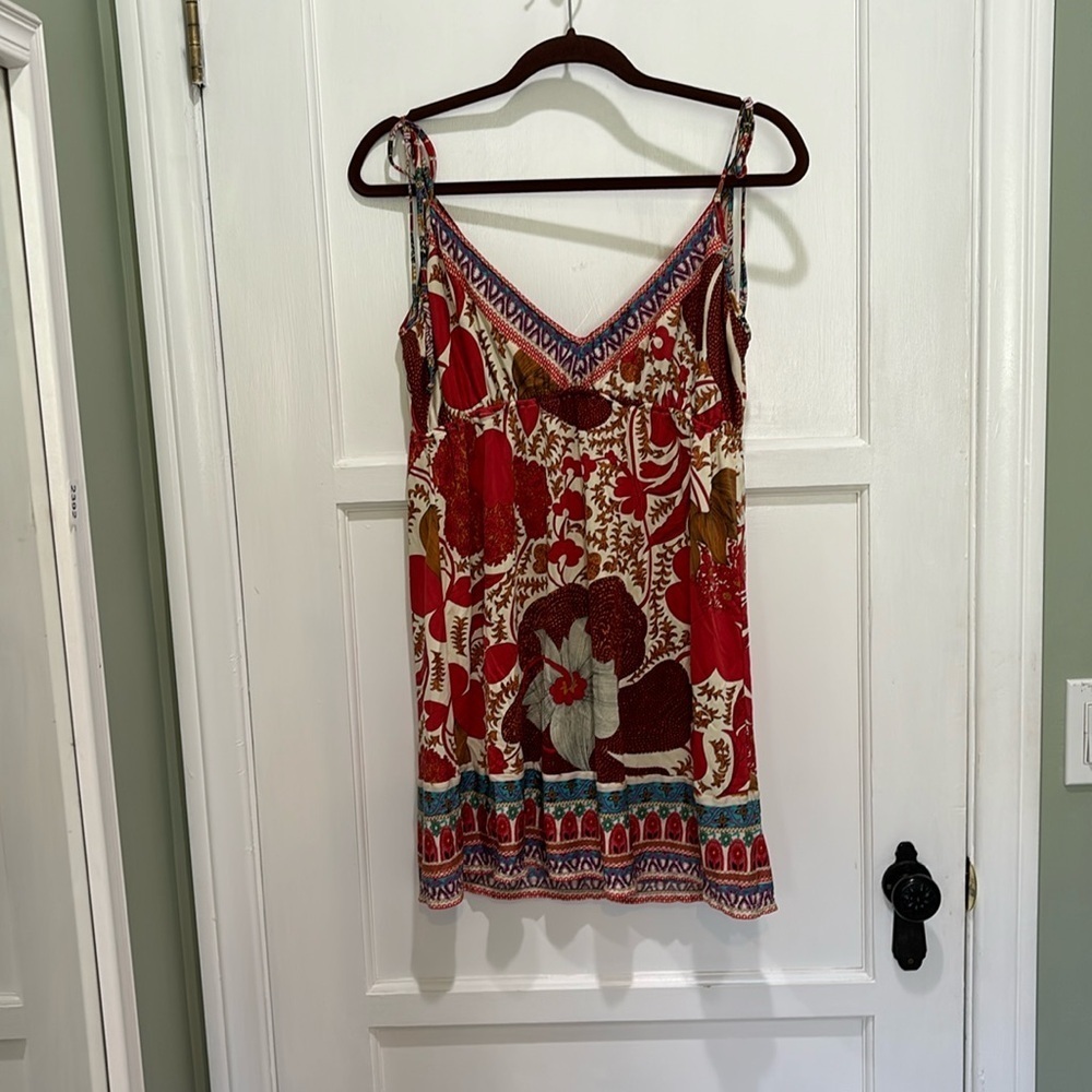 Hale Bob border print silk mini dress medium
